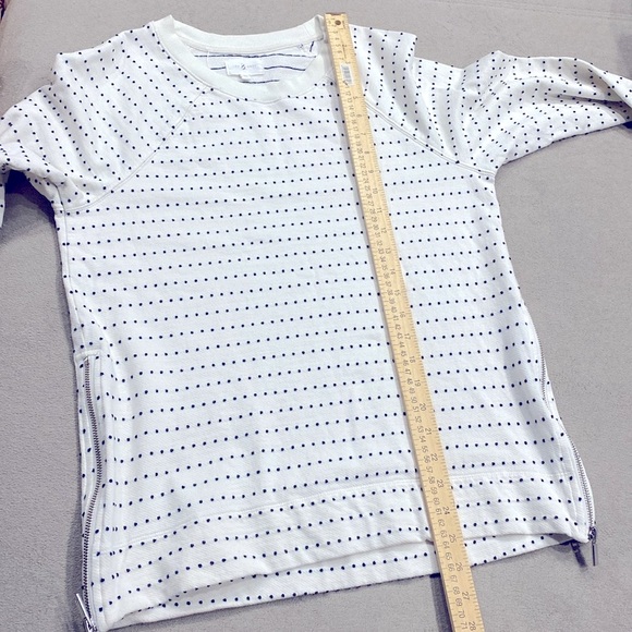 New Lou & Grey Cream Embroidered Navy Blue Polka Dots Zippers Both Sides Size XS - Picture 10 of 11